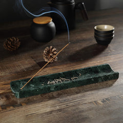 Koville porte-encens face en marbre vert, design élégant et stable