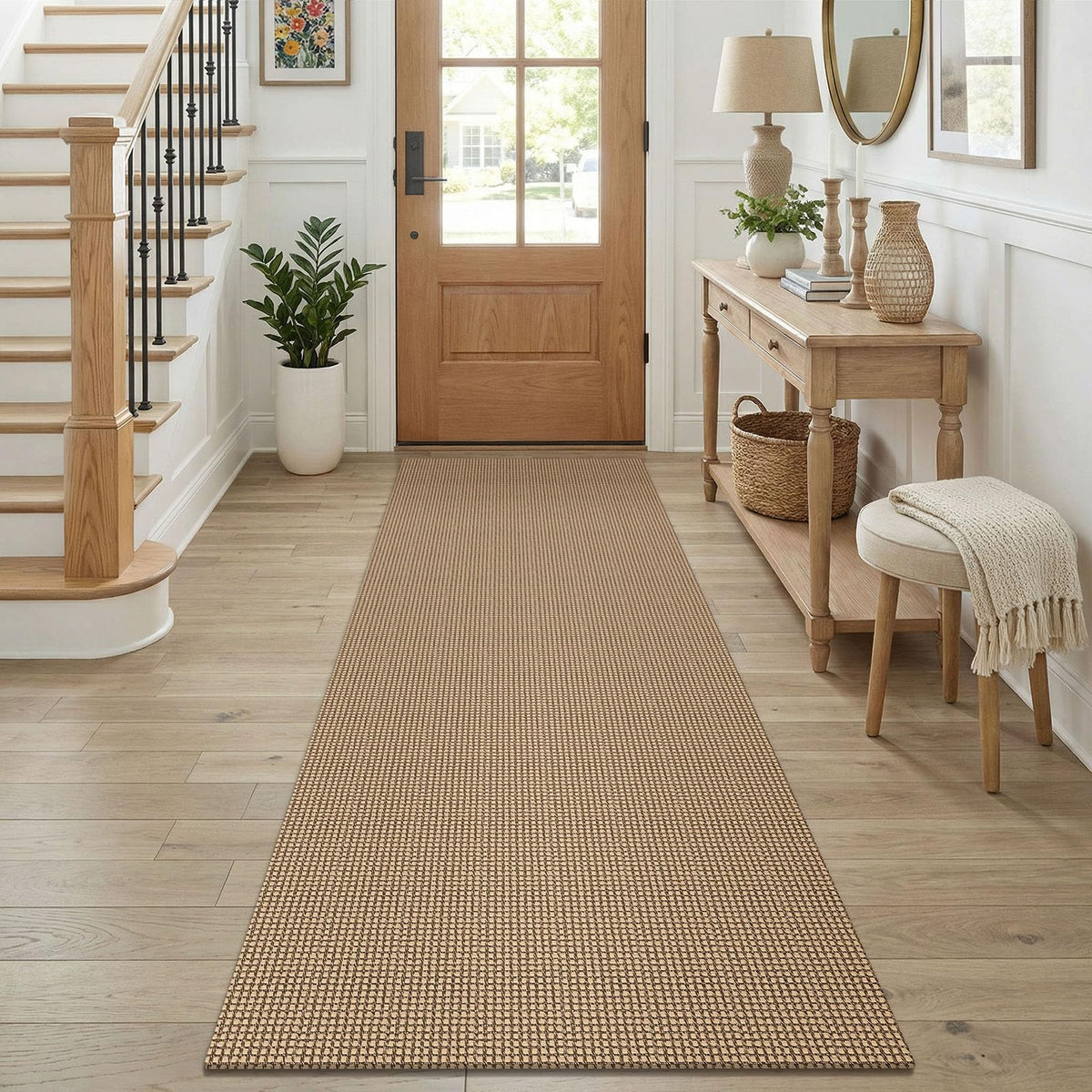 KOZYFLY vue avant du coureur orange beige apportant chaleur à l'entrée