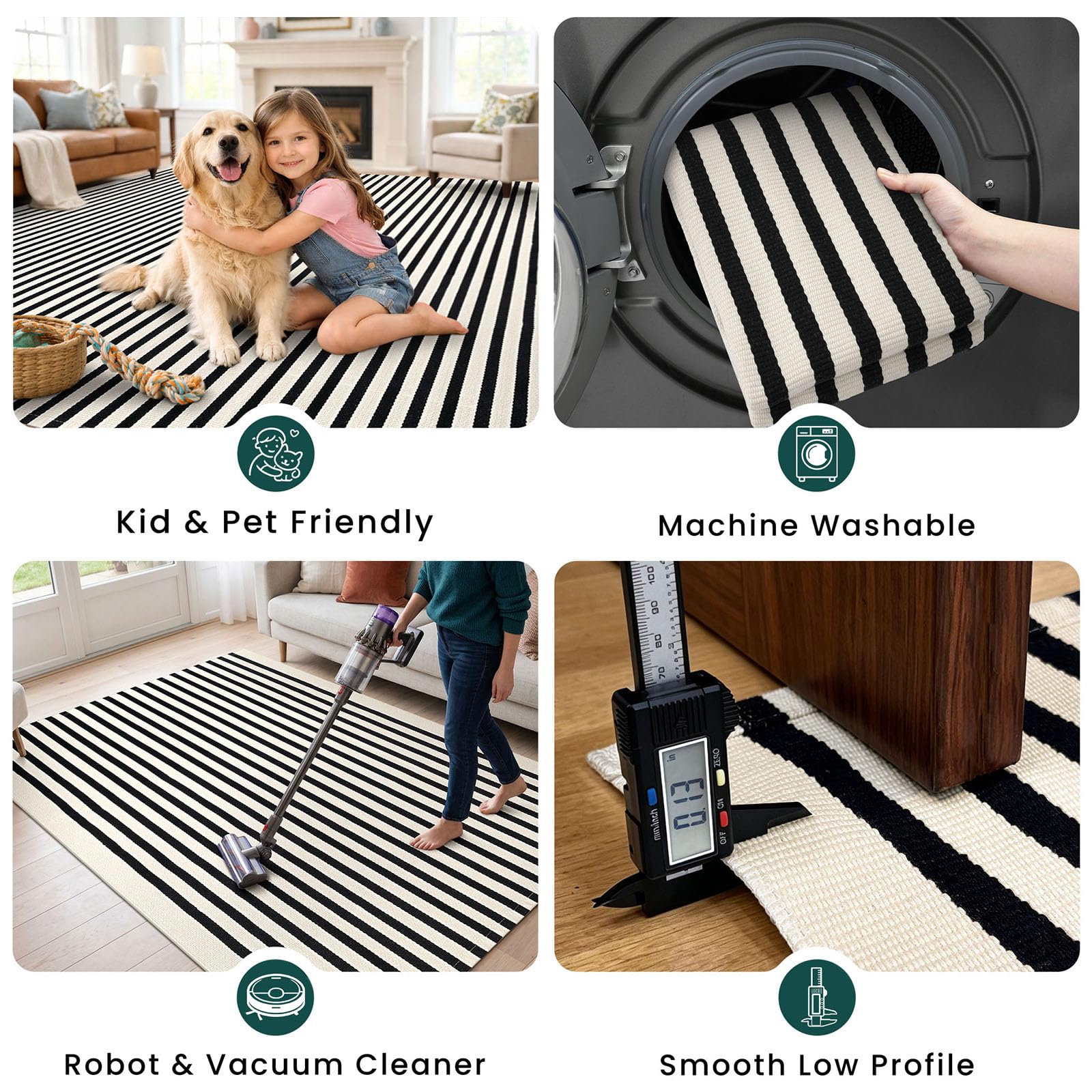 KOZYFLY tapis prêt à être lavé en machine pour entretien simplifié