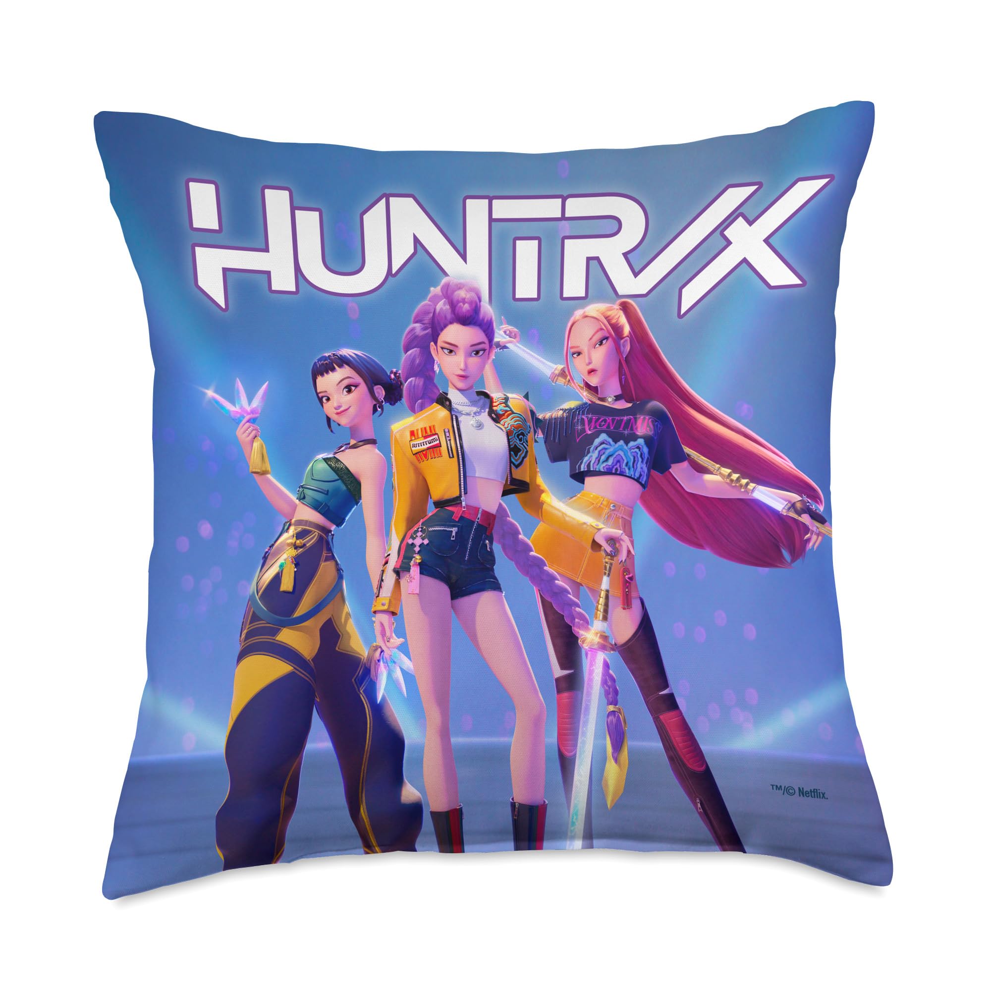 KPop Demon Hunters coussin Huntrix face avant montrant le motif officiel et accent décoratif