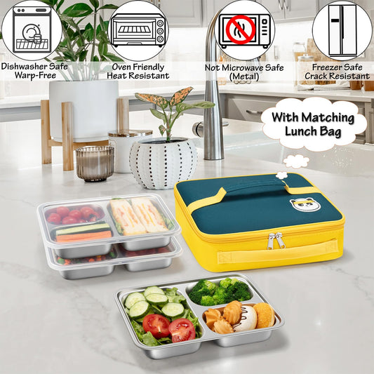KTKUDY gros plan sur les trois compartiments pour séparation pratique des aliments