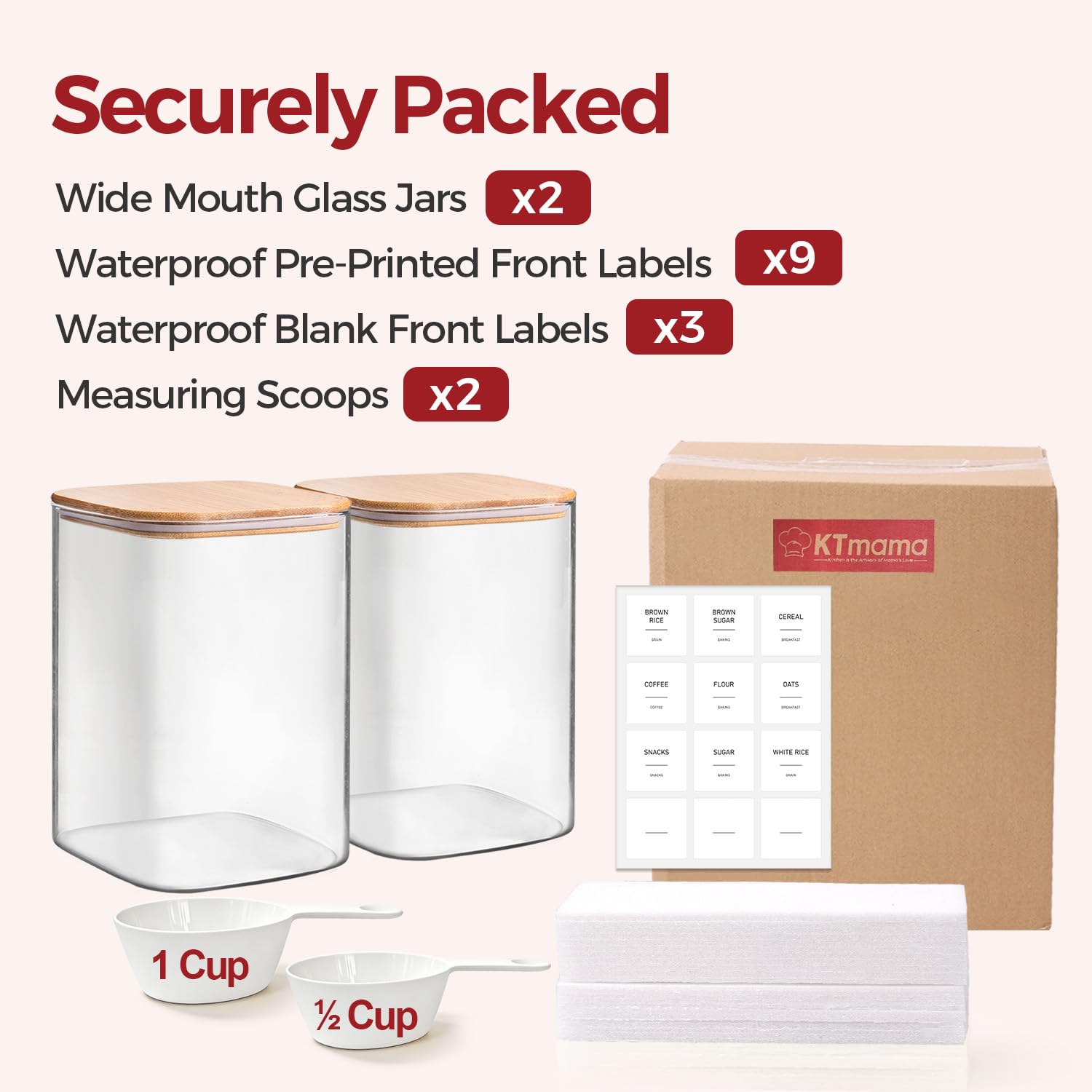 ktmama ensemble scoops inclus 1 tasse et 1/2 tasse pour mesures propres