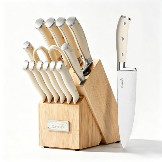KUISINE ensemble complet dans bloc beige élégant pour organisation pratique