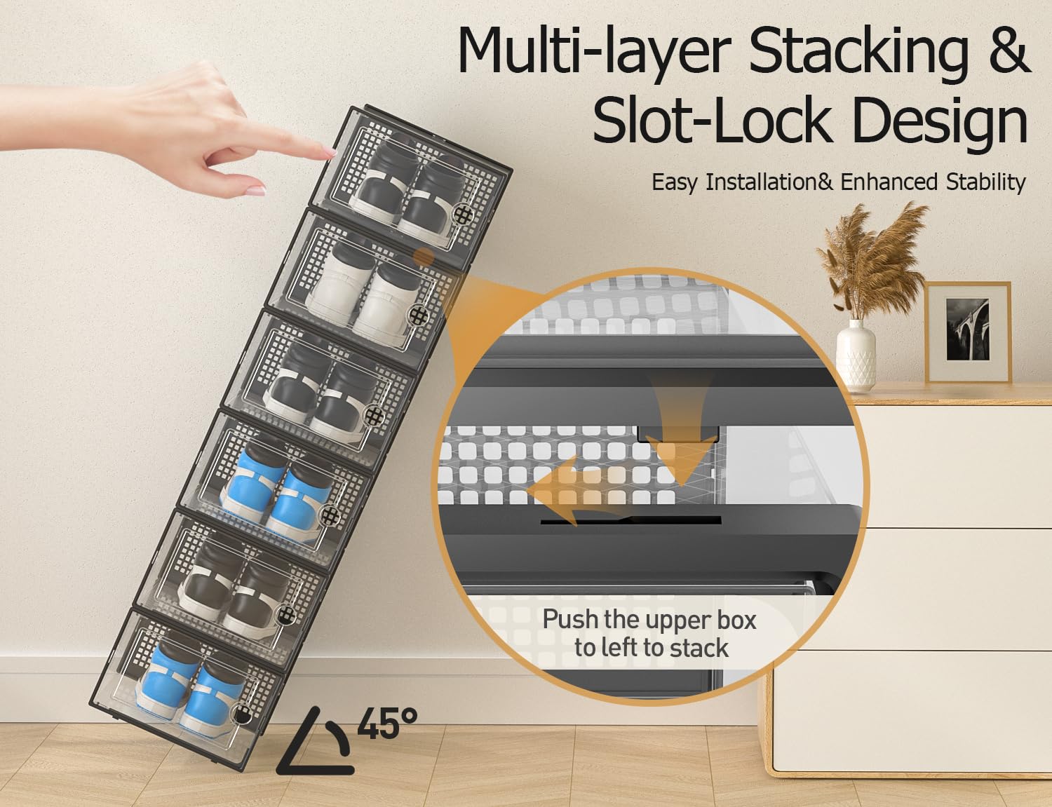 Kuject boîte ouverte avec une basket à l'intérieur démontrant capacité pointure 13