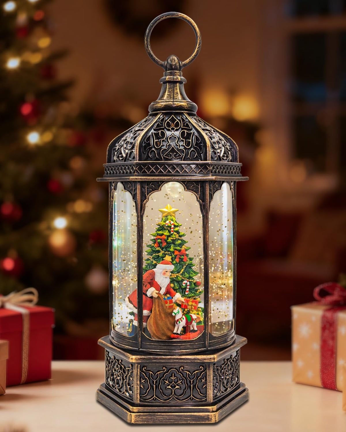 Kukuzon lanterne devanture bronze vintage, décor Noël élégant
