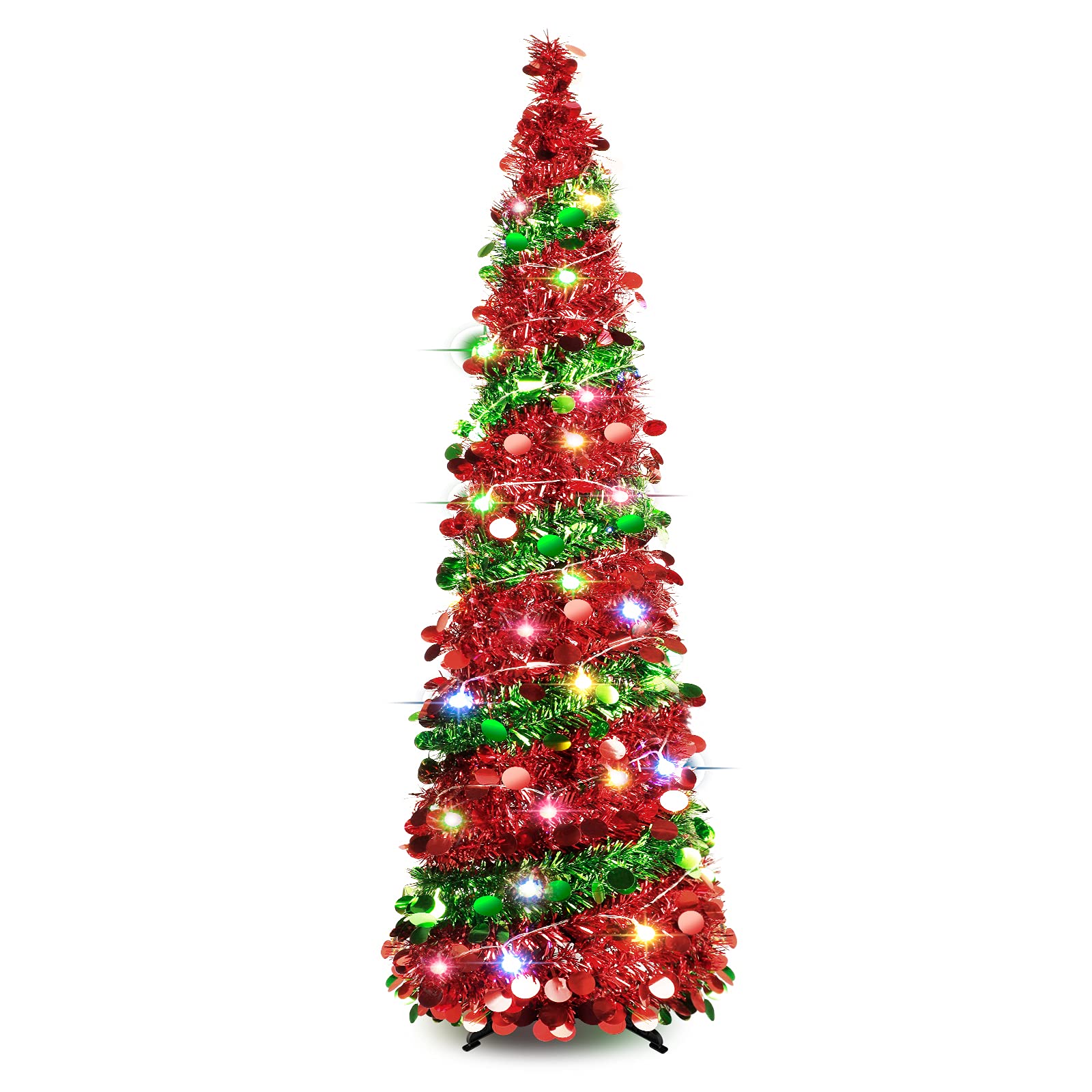 kungfuking sapin 5ft face emballage montrant produit prêt à installer et gain de place