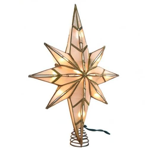 Kurt S. Adler gros plan capiz et paillettes dorées montrant la texture raffinée