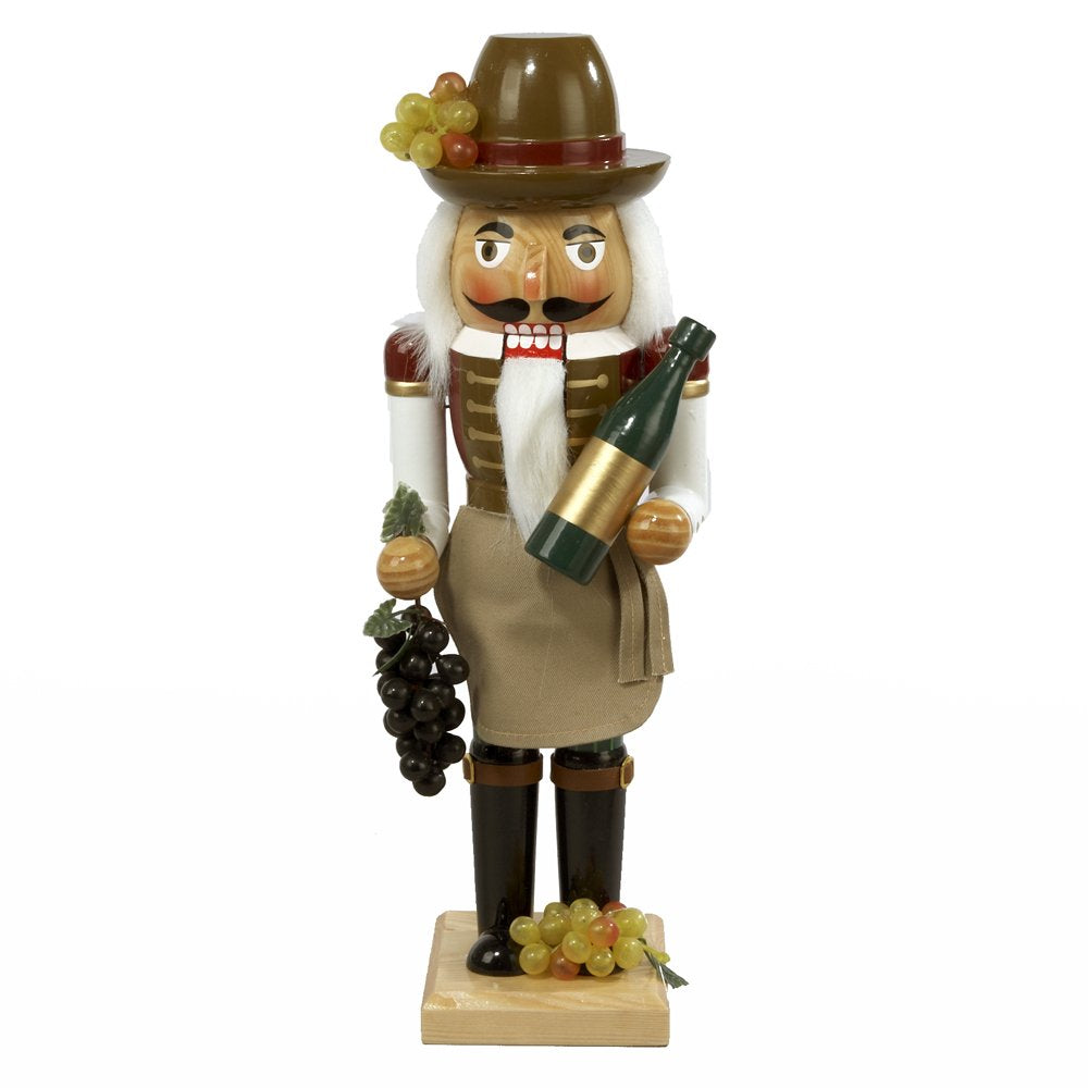 Kurt Adler casse-noix vigneron face montrant robe peinte et socle stable pour déco festive