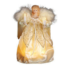 Kurt S. Adler ange face montrant robe ivoire et lumière chaleureuse