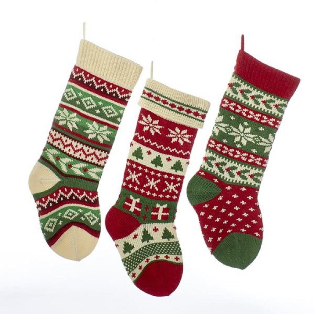 Kurt S. Adler bas de Noël tricot avant montre couleurs et motif, idéal pour décoration