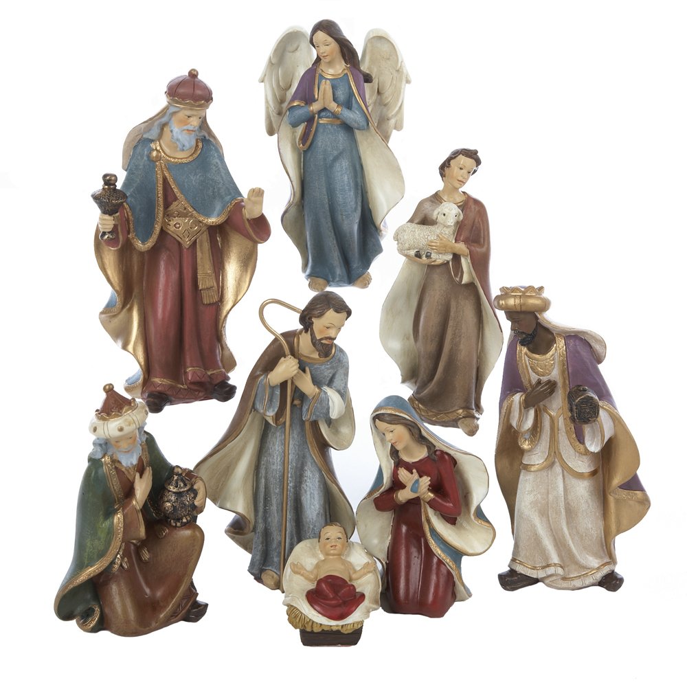 Kurt S. Adler crèche face montrant ensemble harmonieux et couleurs vives