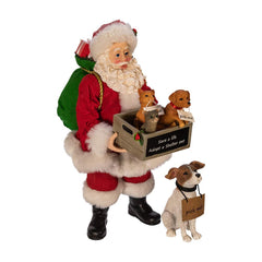 Kurt S. Adler Père Noël devant, décor vintage et message d'adoption