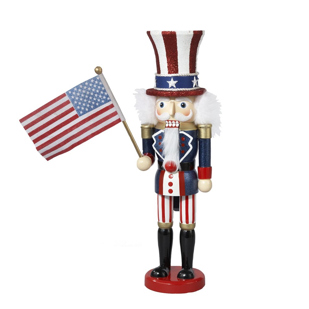 Kurt S. Adler casse-noisette Uncle Sam gros plan visage et chapeau, finition détaillée et attrayante