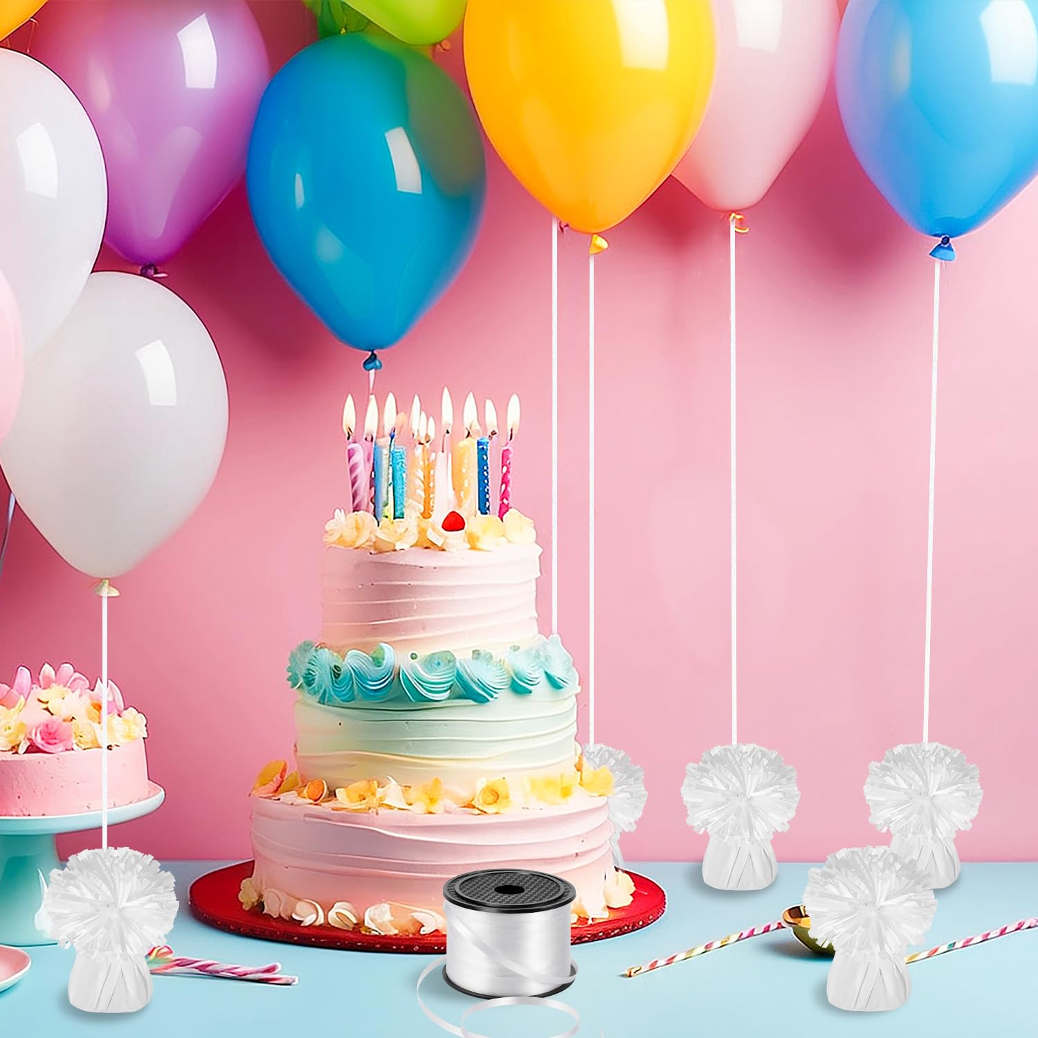 KVCSYAW rouleau de ruban froncé blanc facilitant fixation soignée des ballons