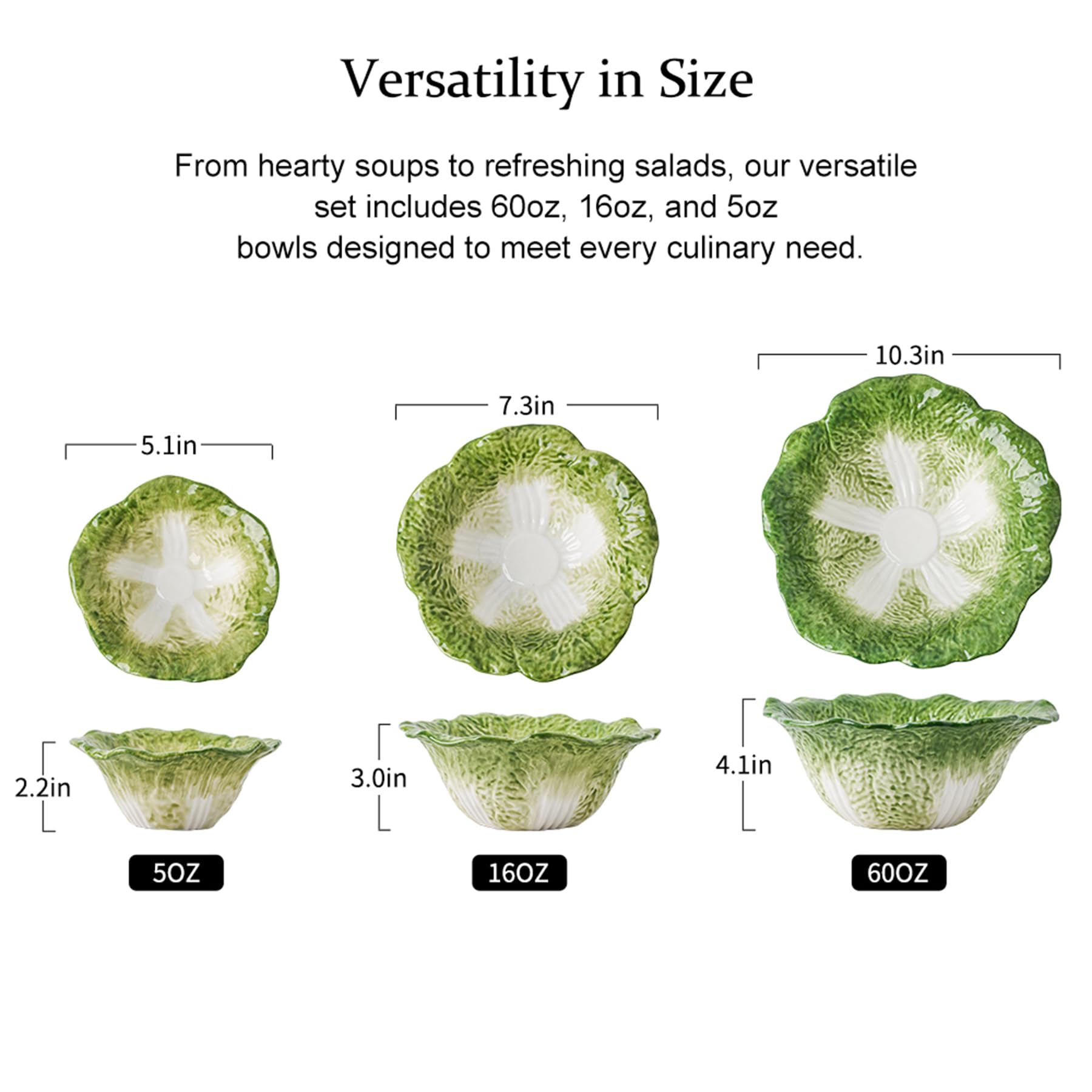 KXZ bol chou en usage salade illustrant capacité et présentation pratique