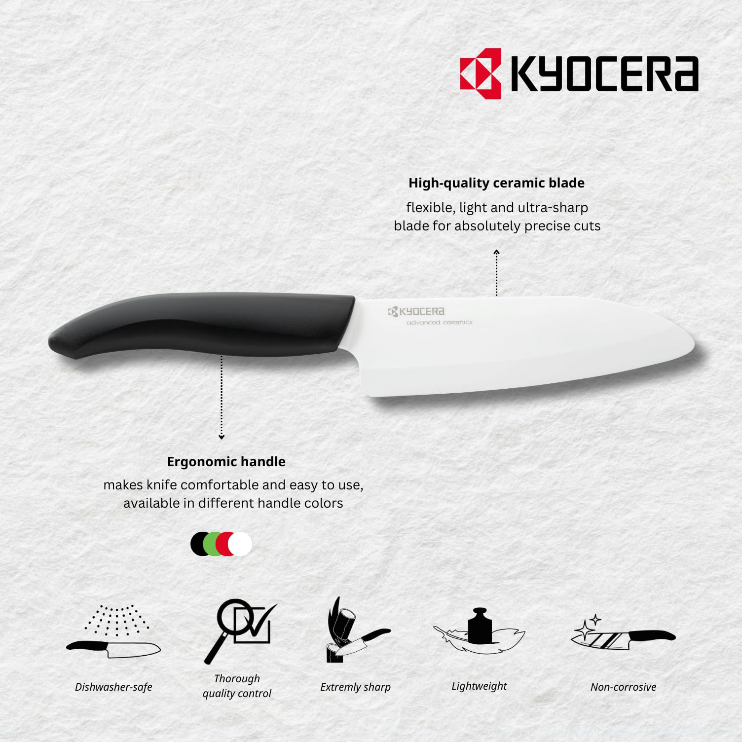 KYOCERA couteau chef 15 cm face montrant coupe précise et contrôle