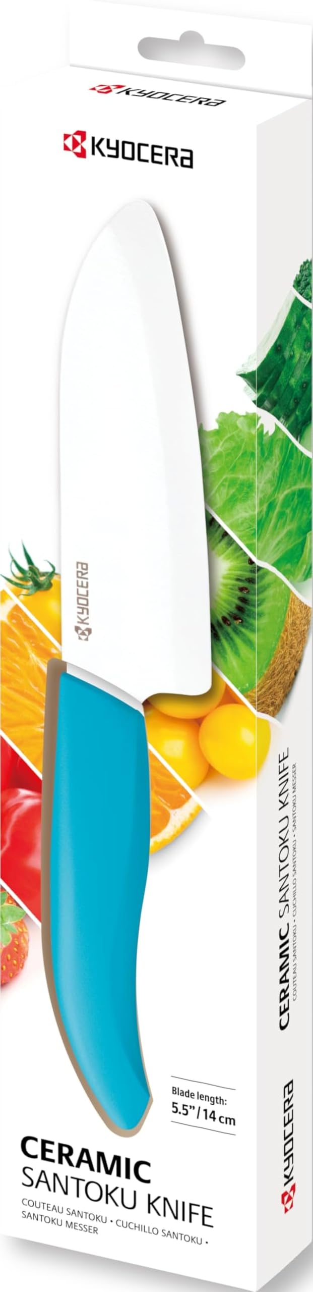 KYOCERA couteau Santoku vue avant ergonomie et design moderne pour coupes précises