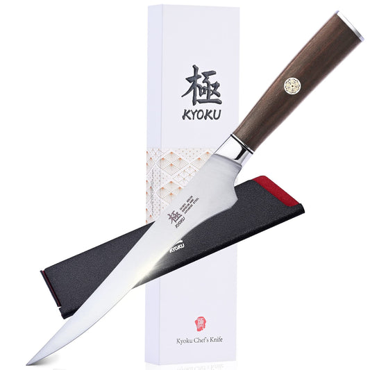 KYOKU vue frontale du couteau et emballage professionnel pour rangement sécurisé