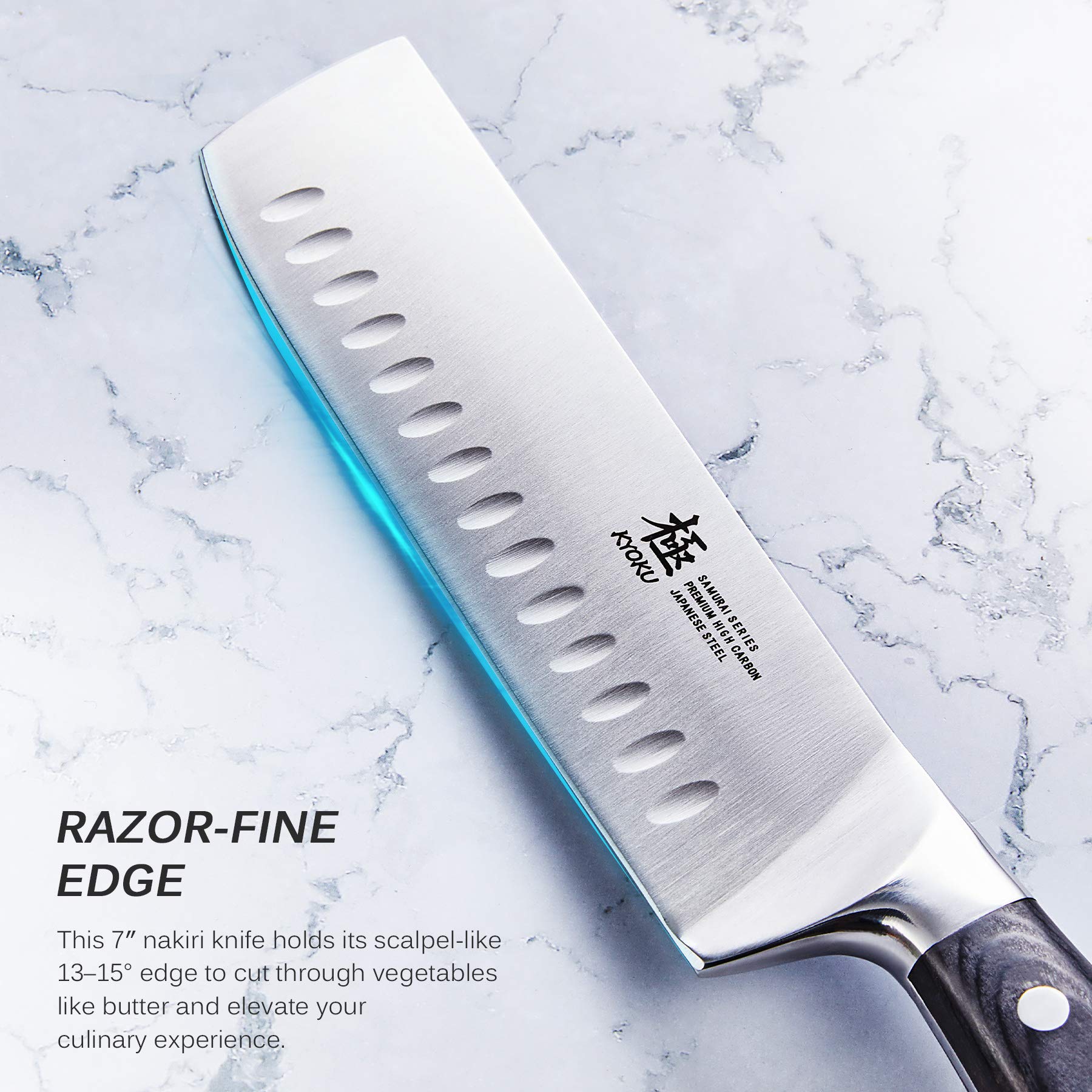 KYOKU manche pakkawood avec rivet mosaïque offrant confort et robustesse