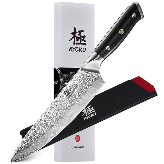 KYOKU vue avant du couteau et emballage, présentation professionnelle et protection