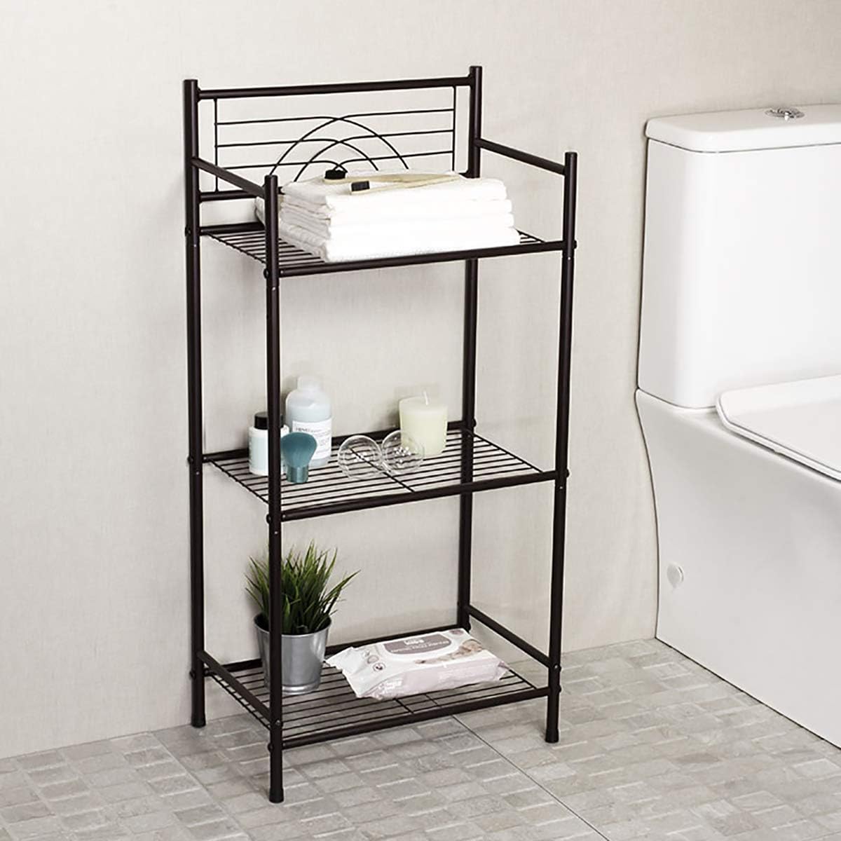 L&H UNICO étagère installée en salle de bain montrant gain d'espace