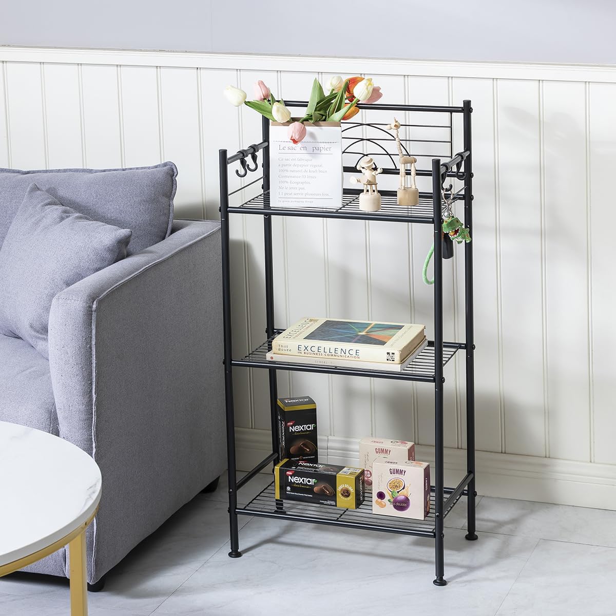 L&H UNICO vue de face de l'étagère 3 niveaux pour rangement compact