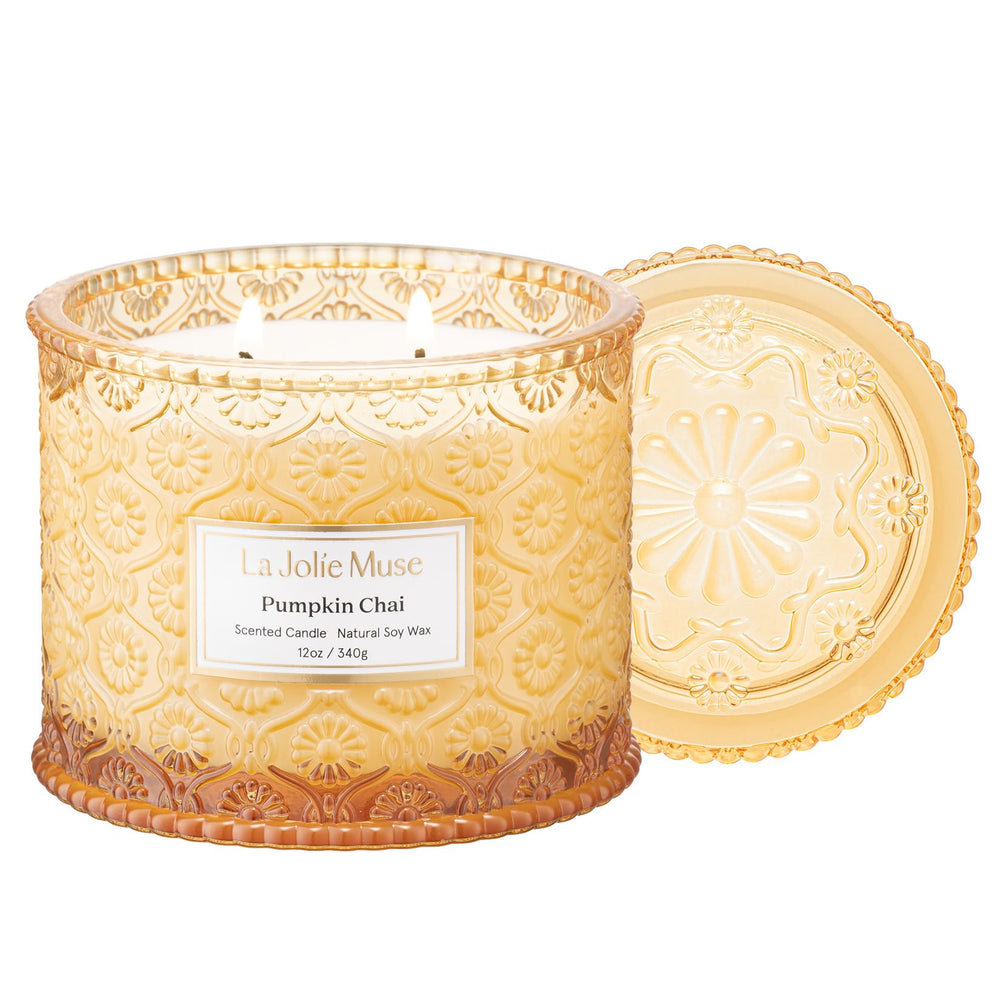 LA JOLIE MUSE bougie Pumpkin Chai face élégante, ajoute chaleur décorative
