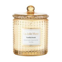 LA JOLIE MUSE pot en verre Vanilla Zest montrant design hobnail et élégance décorative
