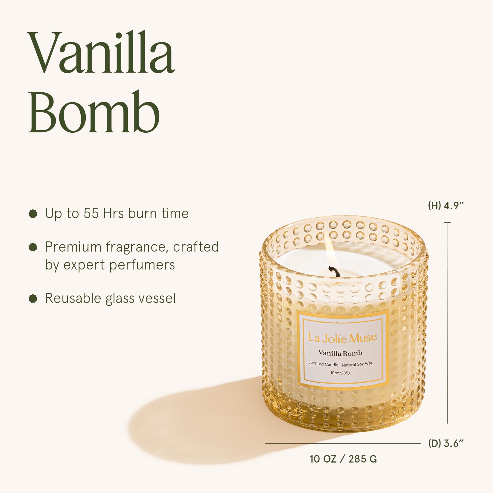 LA JOLIE MUSE pot 10 oz à côté d’un verre pour visualiser l’échelle et l’usage