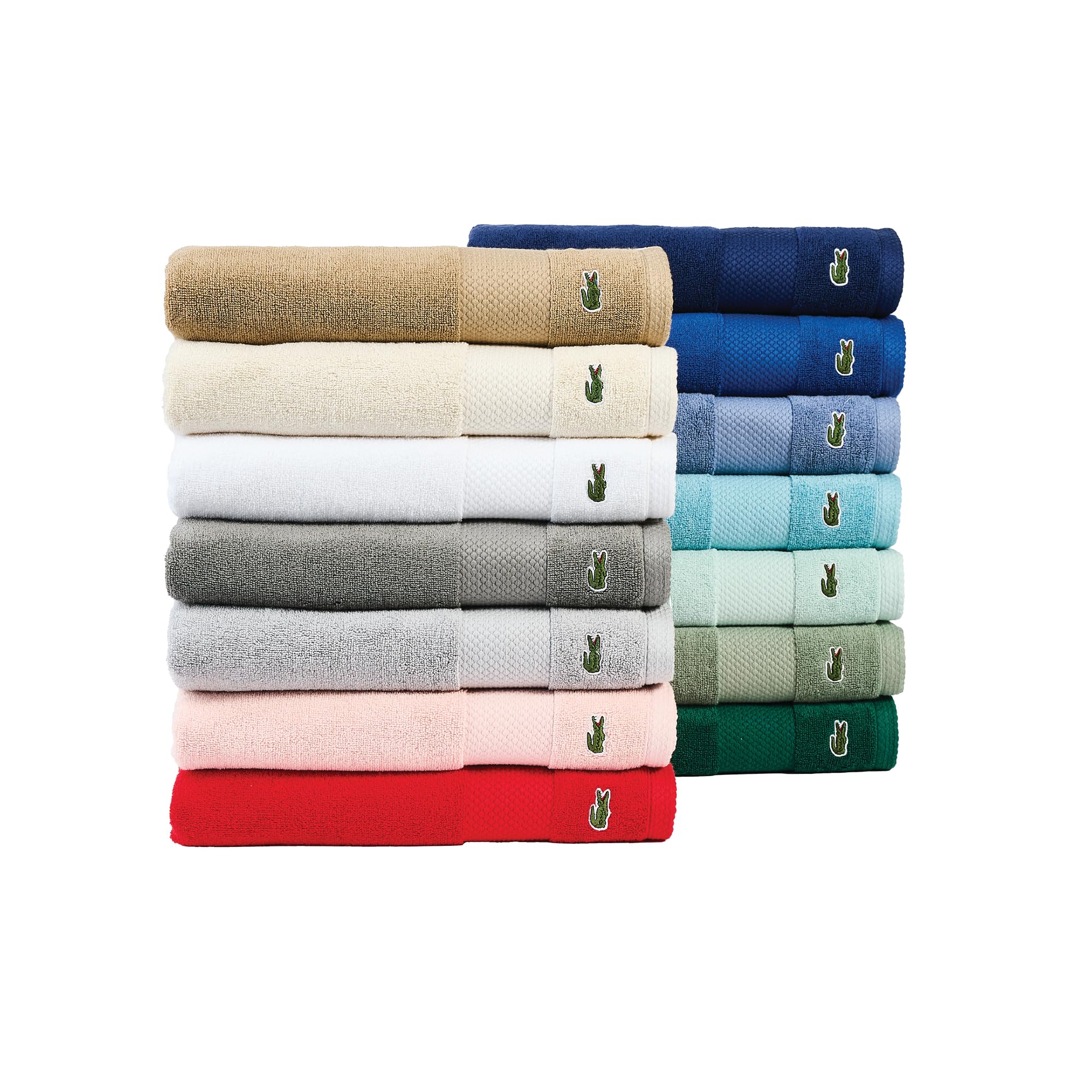 Serviette Lacoste Heritage à côté d'une règle pour visualiser les dimensions