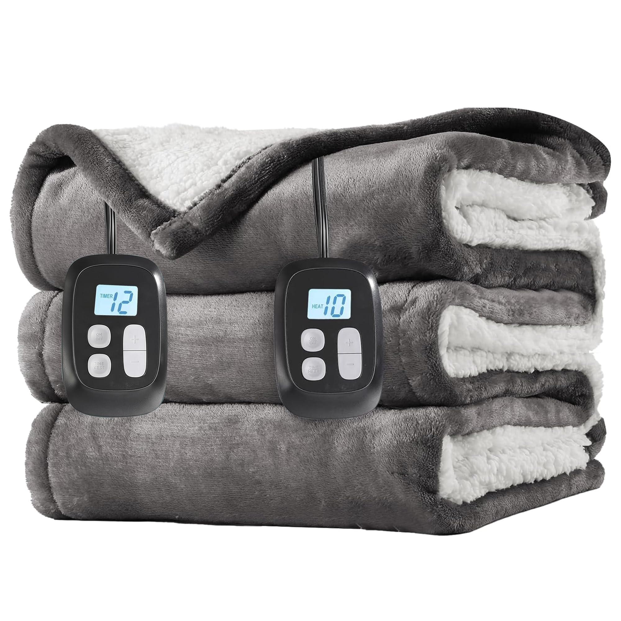 LaffyLo couverture chauffante vue entière sur lit, chaleur réglable pour couple