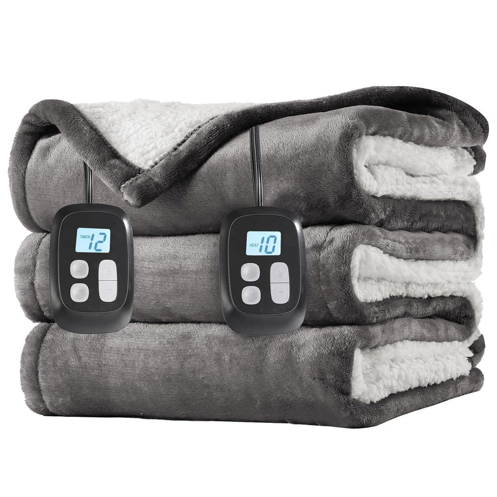 LaffyLo couverture chauffante vue entière sur lit, chaleur réglable pour couple