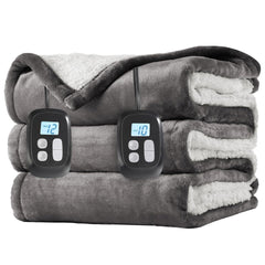 LaffyLo couverture chauffante vue entière sur lit, chaleur réglable pour couple