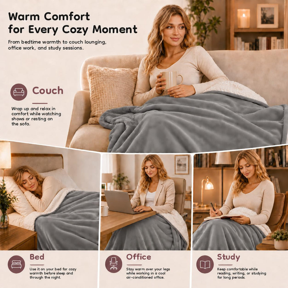 LaffyLo couverture en usage sur lit queen, chaleur personnalisée pour chacun