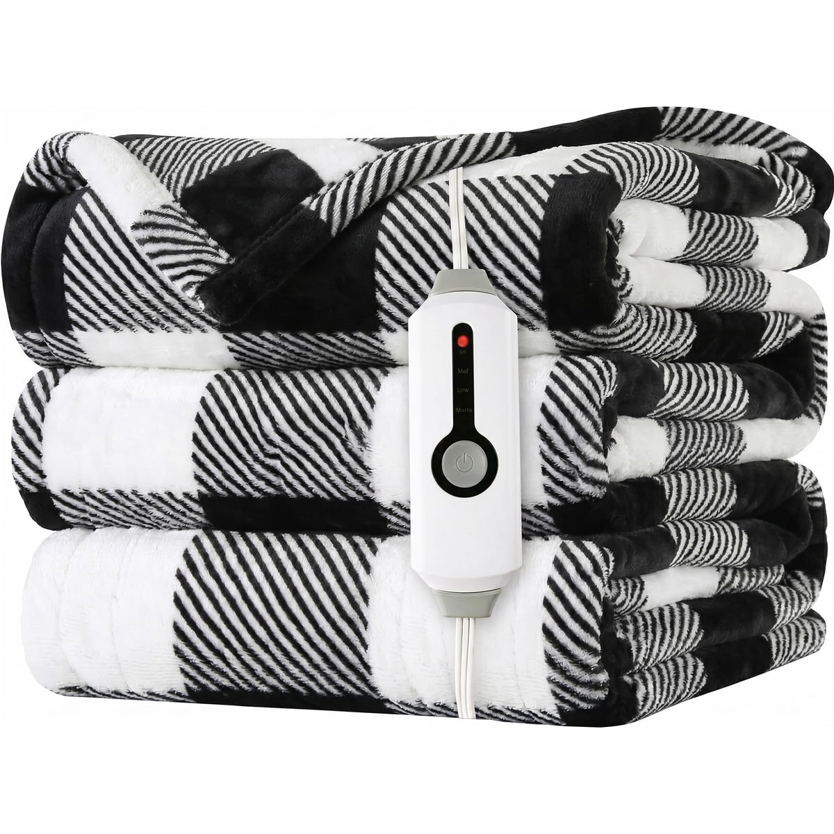 LaffyLo plaid chauffant face avant design noir et blanc, chaleur confortable
