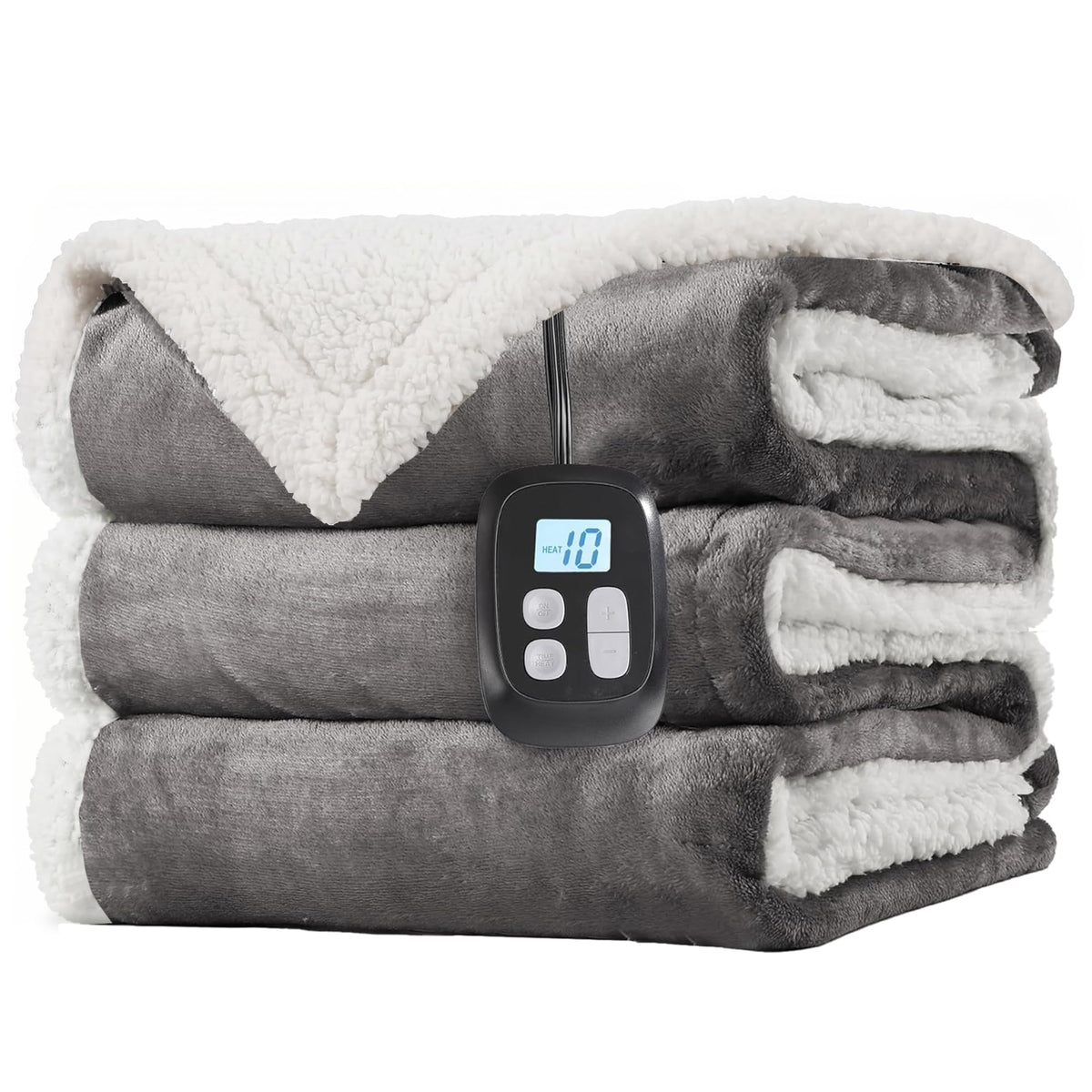 LaffyLo vue avant du plaid gris clair montrant la taille et l’allure cosy