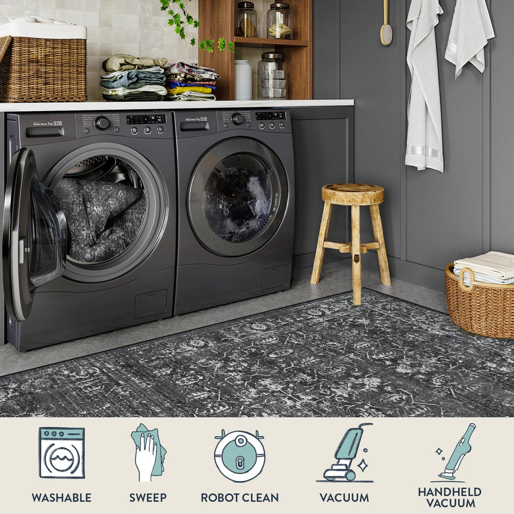 coin chambre avec tapis Lahome Margot ajoutant chaleur à la pièce
