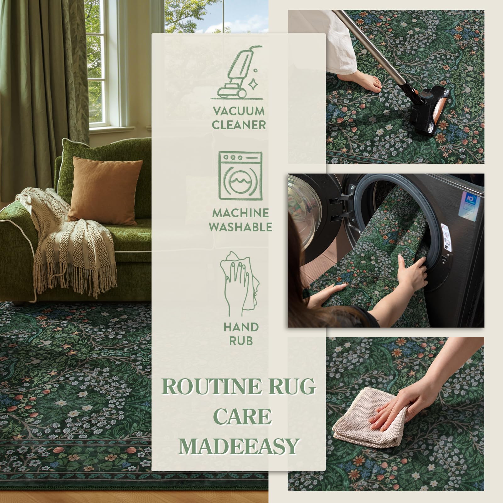 Lahome tapis 8x10 comparé à mobilier, montre échelle et proportion