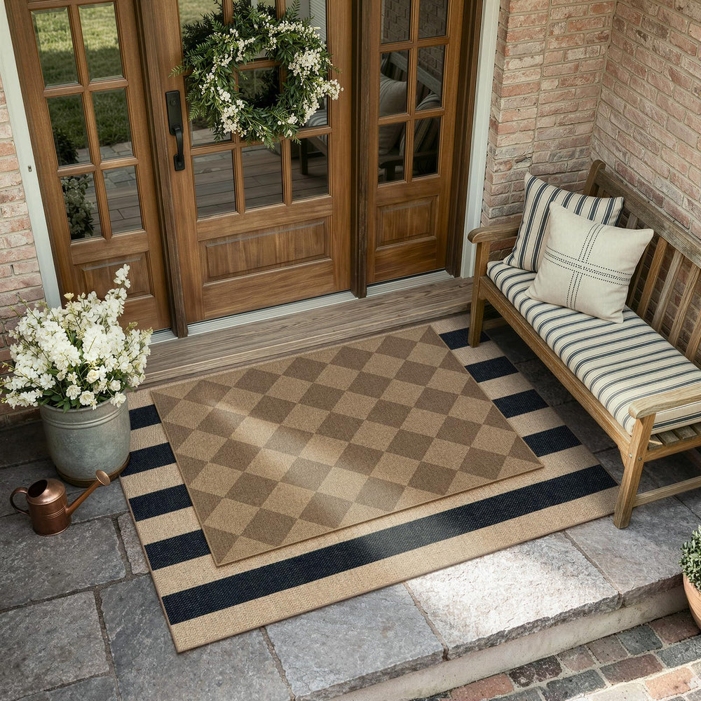 Lahome gros plan sur texture à carreaux, look jute sans peluchage