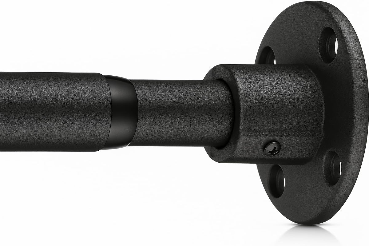 LAKEROD barre de douche vue frontale, tenue solide et design noir mat