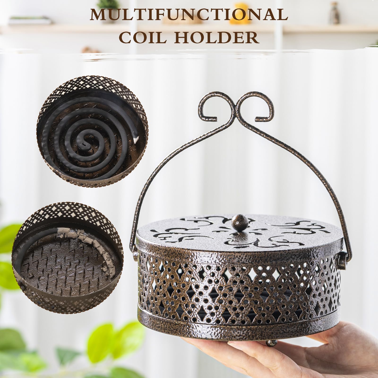 Lallisa porte-encens en usage avec coil allumé, diffusion contrôlée sécurisée