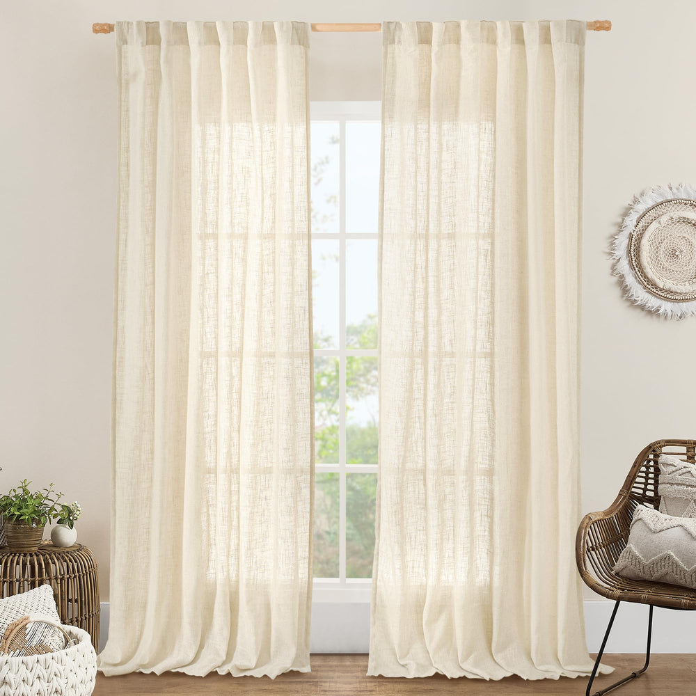 LAMIT rideau face plein montrant largeur et couleur beige, apporte élégance