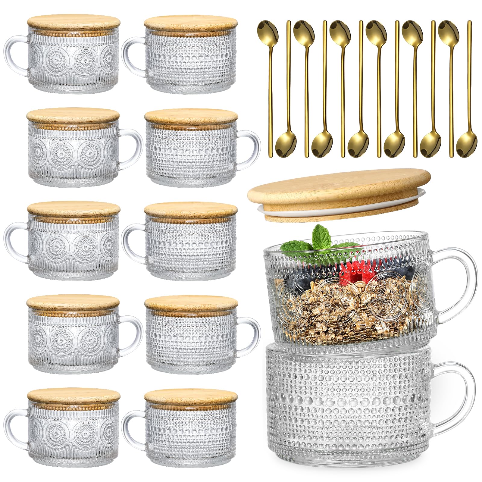 LANDNEOO ensemble de 12 verres embossés élégant et polyvalent