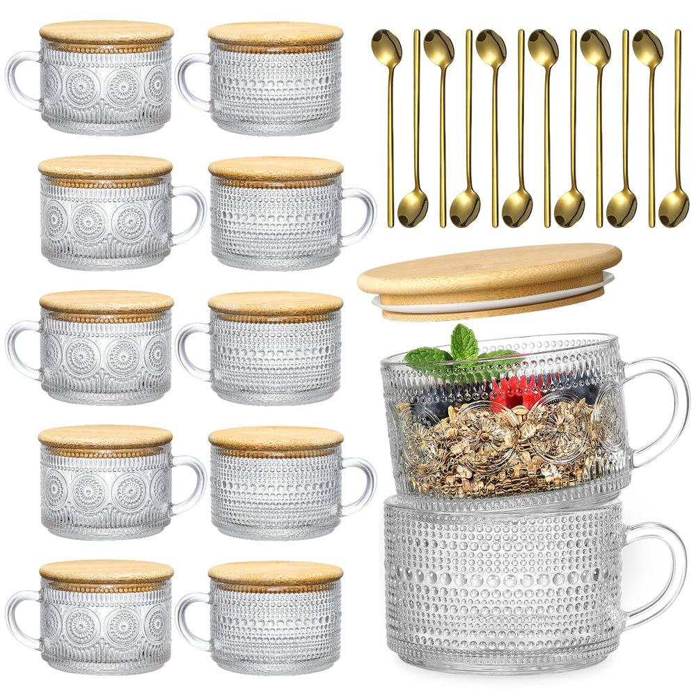 LANDNEOO ensemble de 12 verres embossés élégant et polyvalent