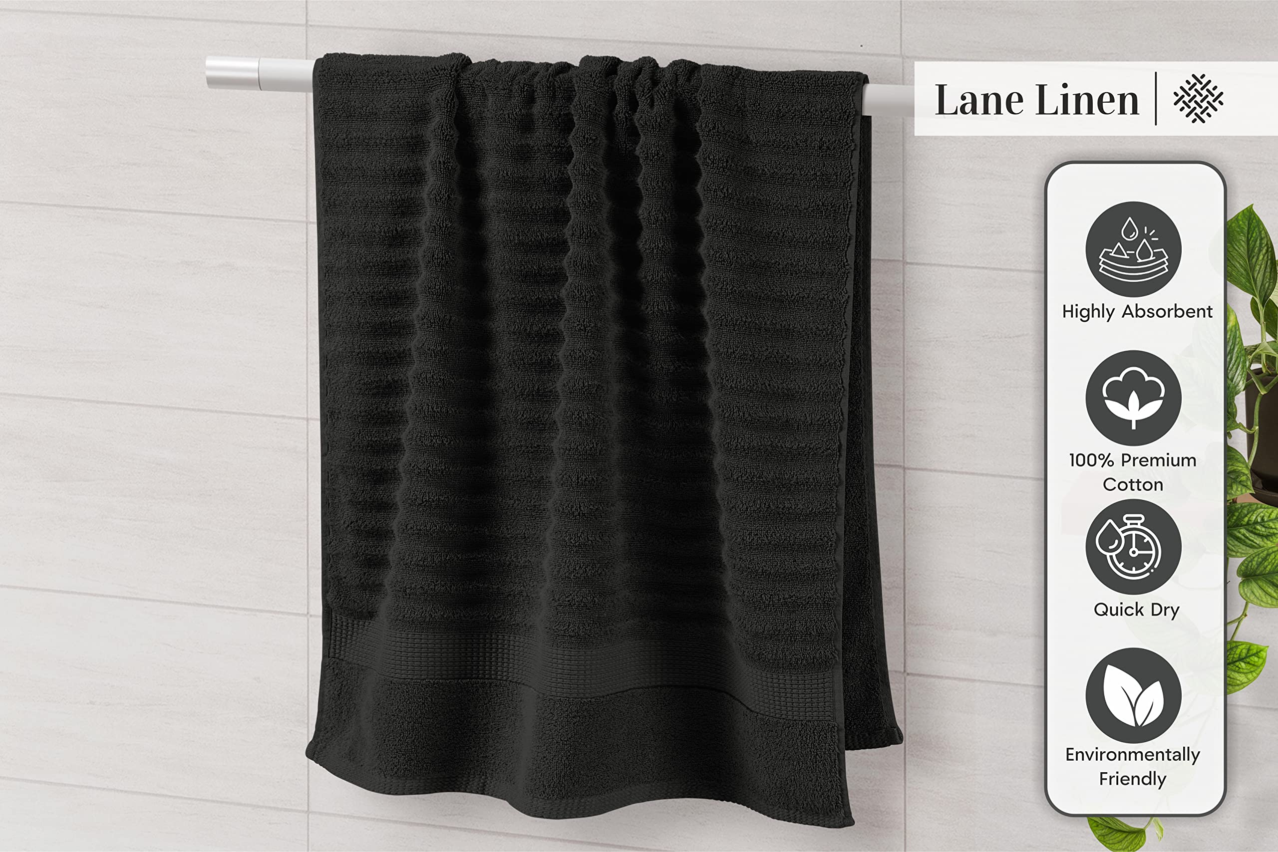 LANE LINEN comparaison des tailles montrant dimensions des serviettes et gants