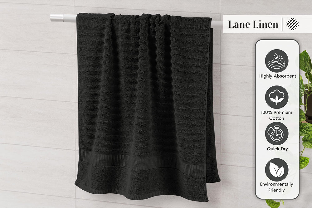 LANE LINEN comparaison des tailles montrant dimensions des serviettes et gants