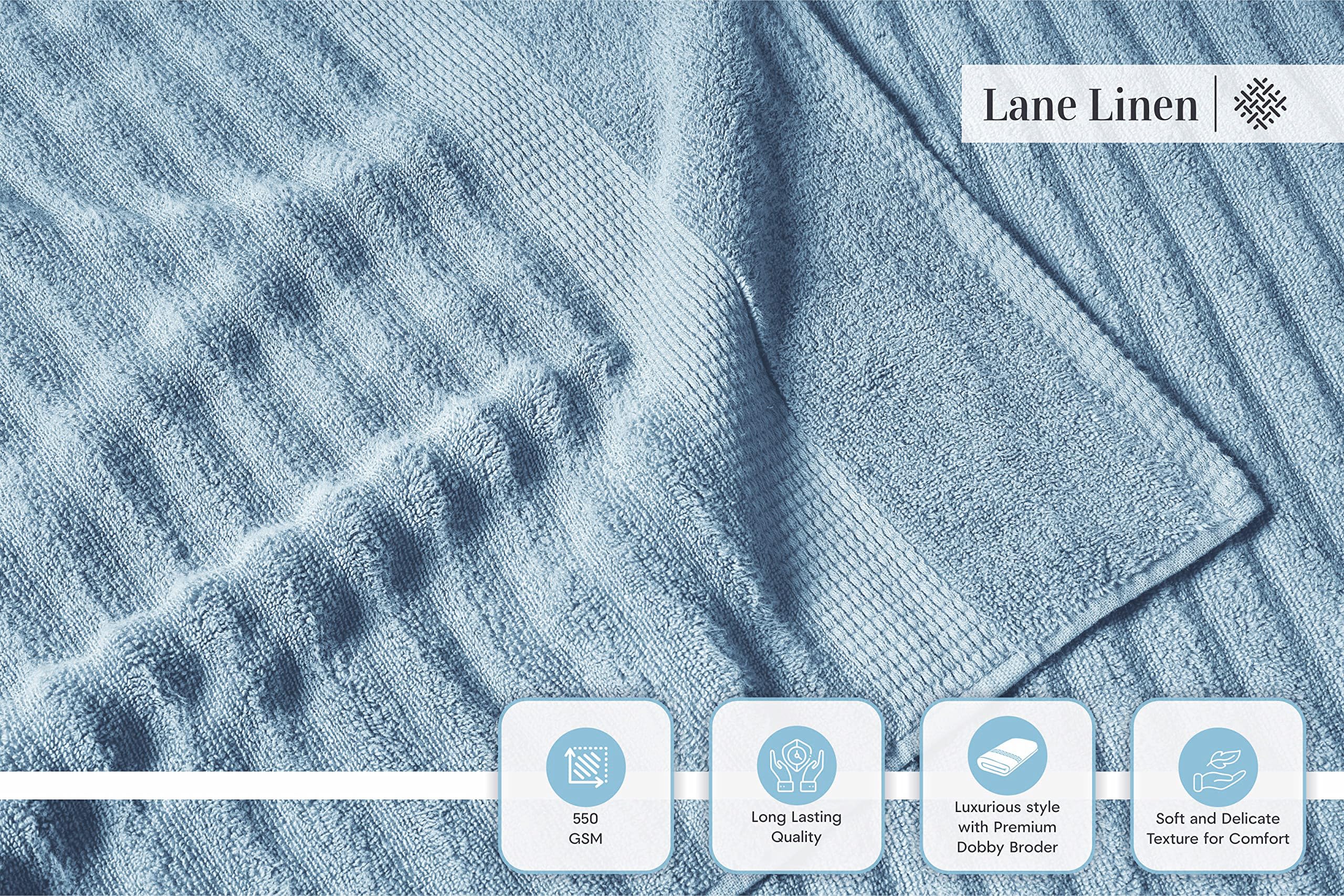 LANE LINEN gros plan sur la texture en coton ring-spun, met en avant douceur durable