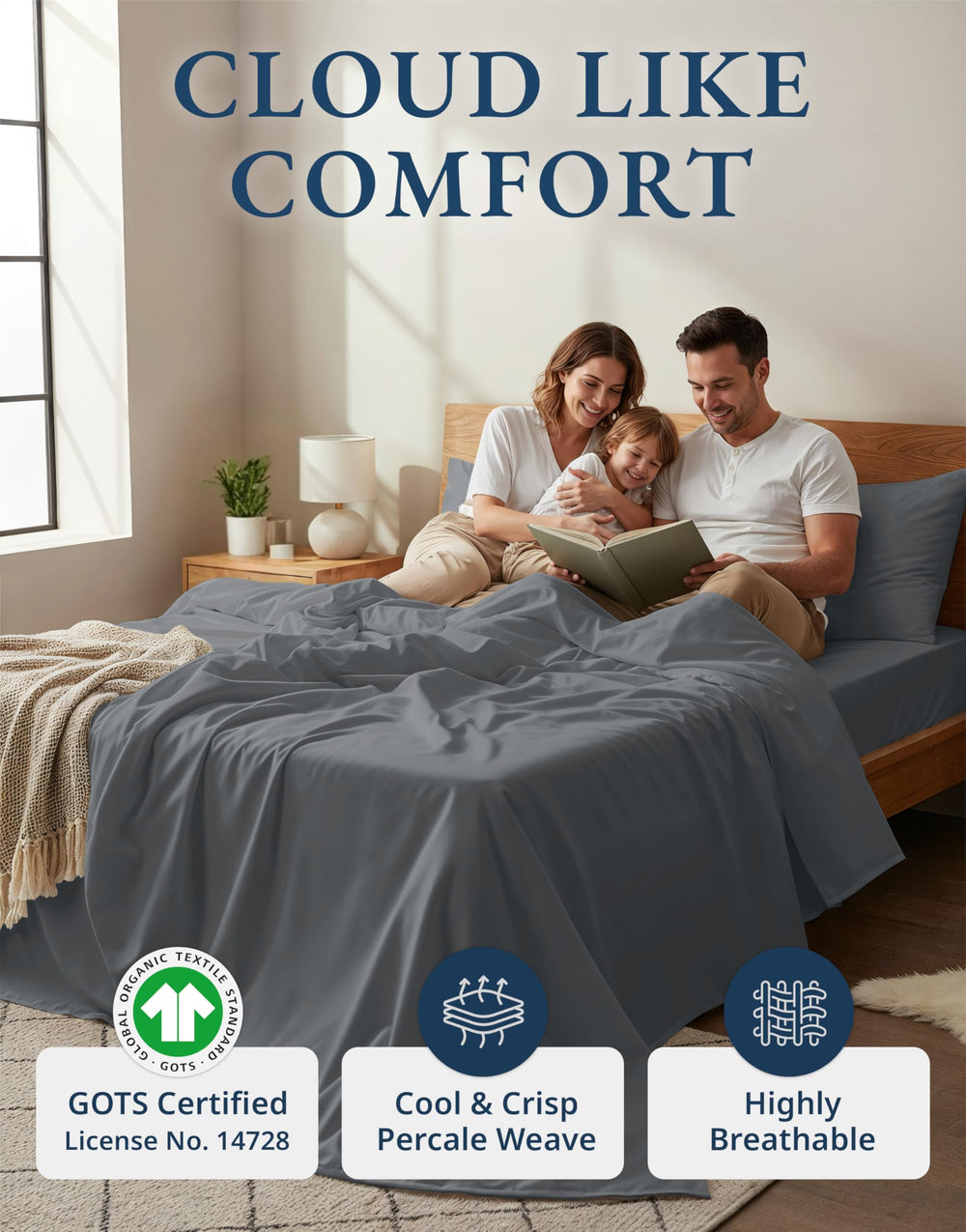 LANE LINEN gros plan de la texture percale, respirabilité et fraîcheur