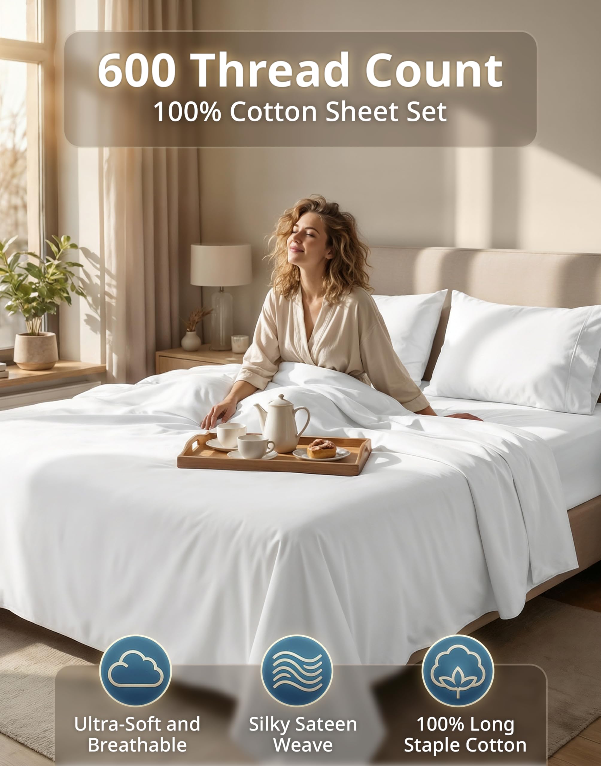 LANE LINEN drap-housse détail poche profonde 15" assurant maintien sécurisé