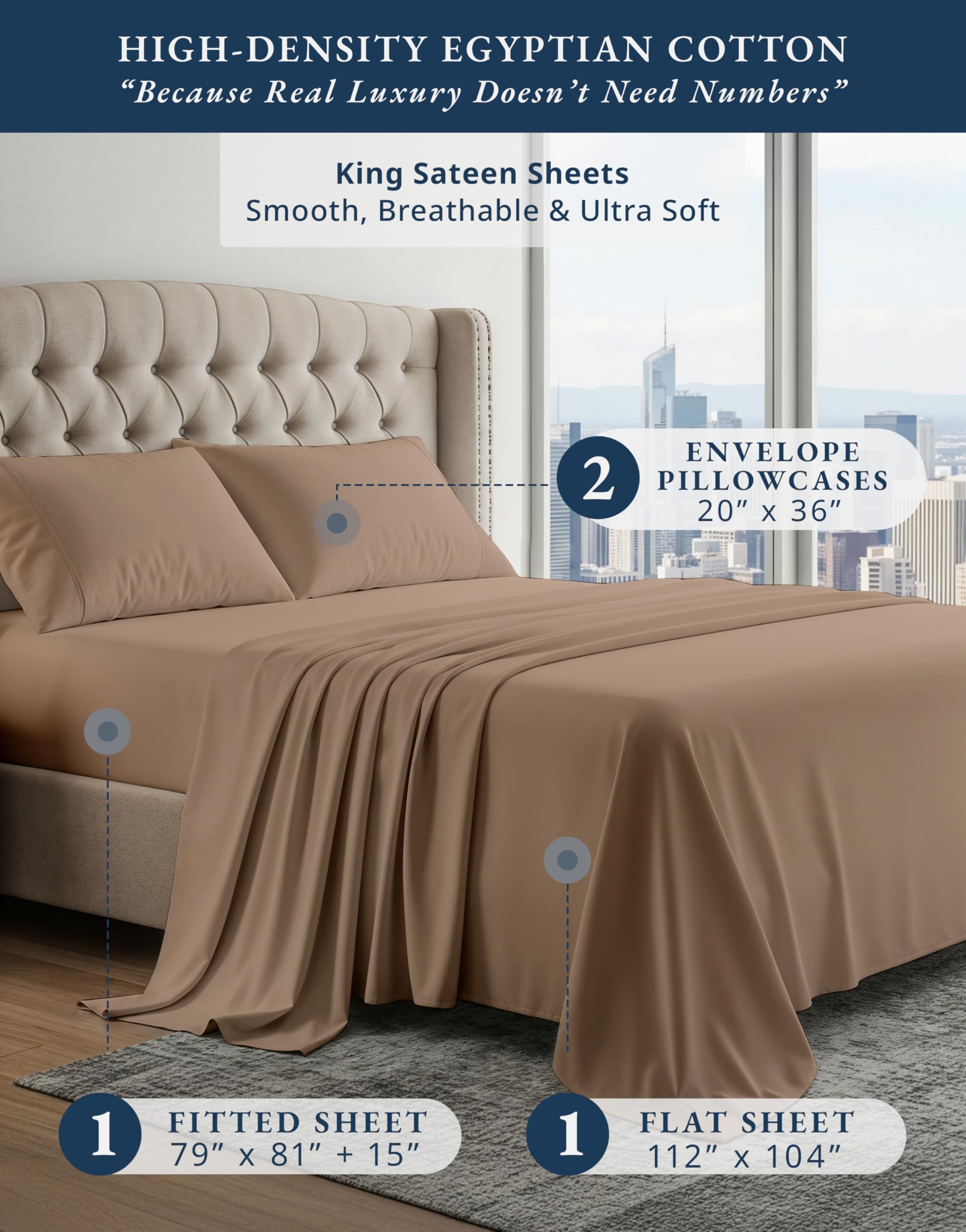LANE LINEN drap-housse poches profondes adapté aux matelas jusqu'à 41 cm pour maintien